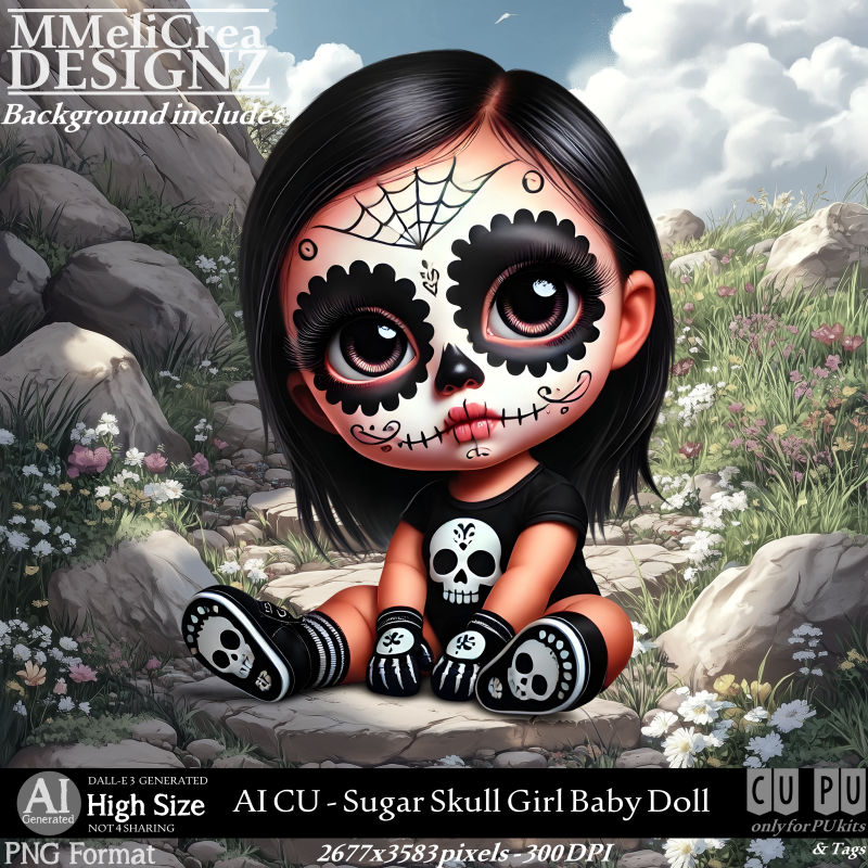 AI - CU Sugar Skull Girl Baby Doll (CU4PU/PNG) - Click Image to Close